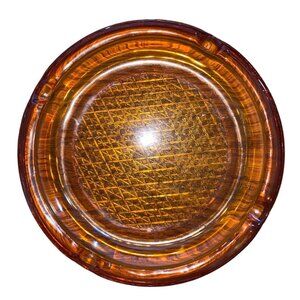 Amber Glass Ashtray With Textured Pattern